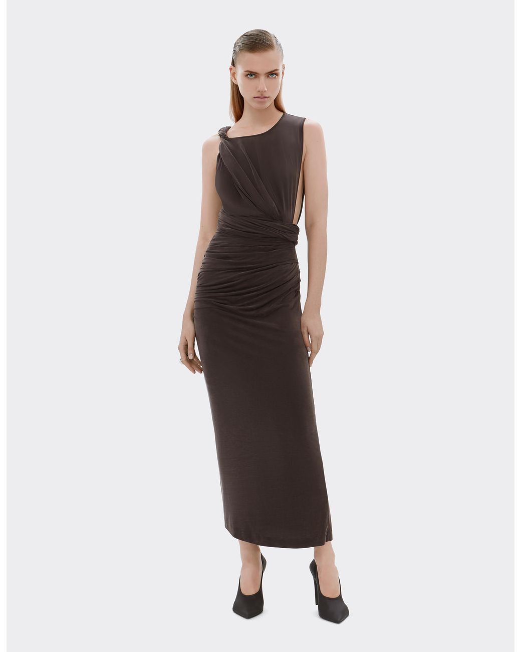Ferrari Multicolor Sleeveless Draped Dress