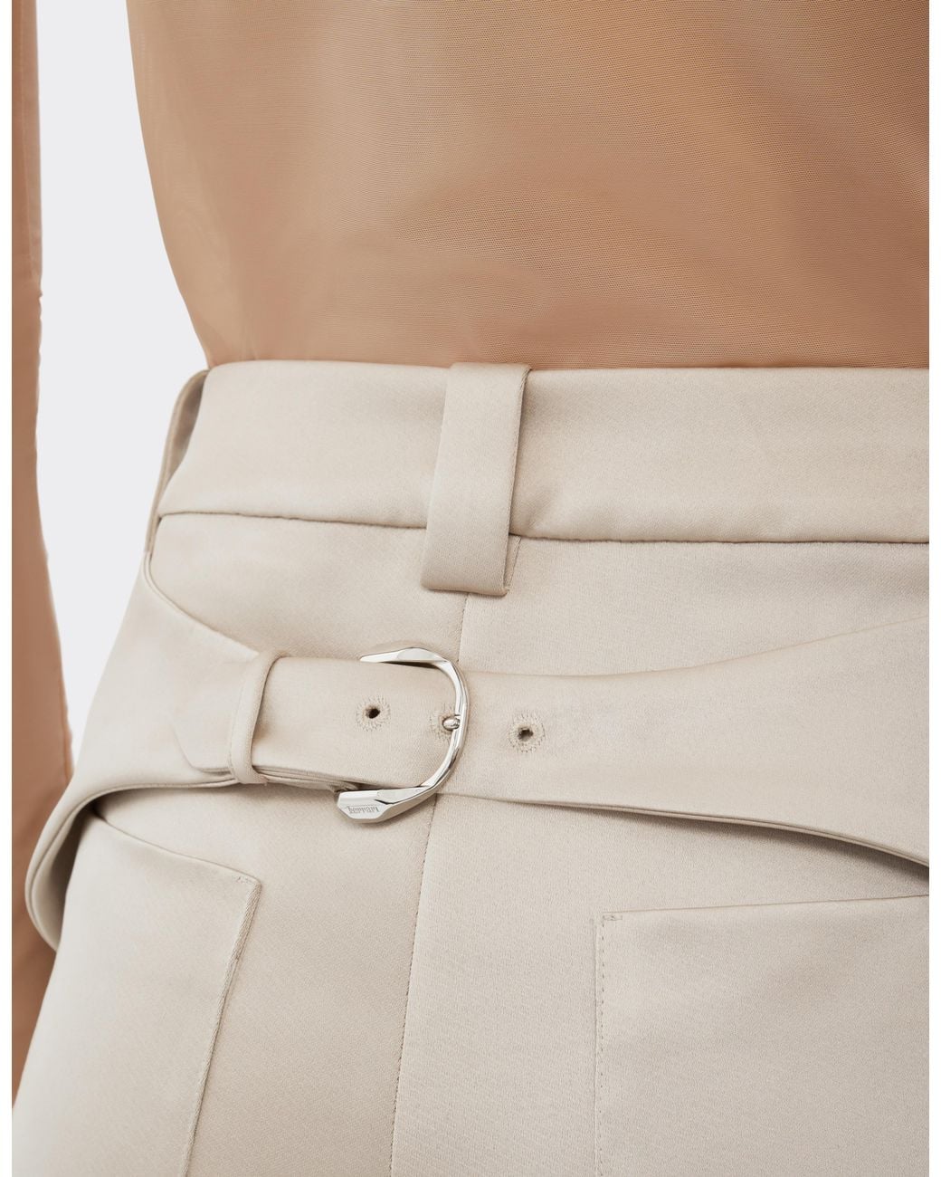Ferrari White Duchesse Satin Trousers With Buckle