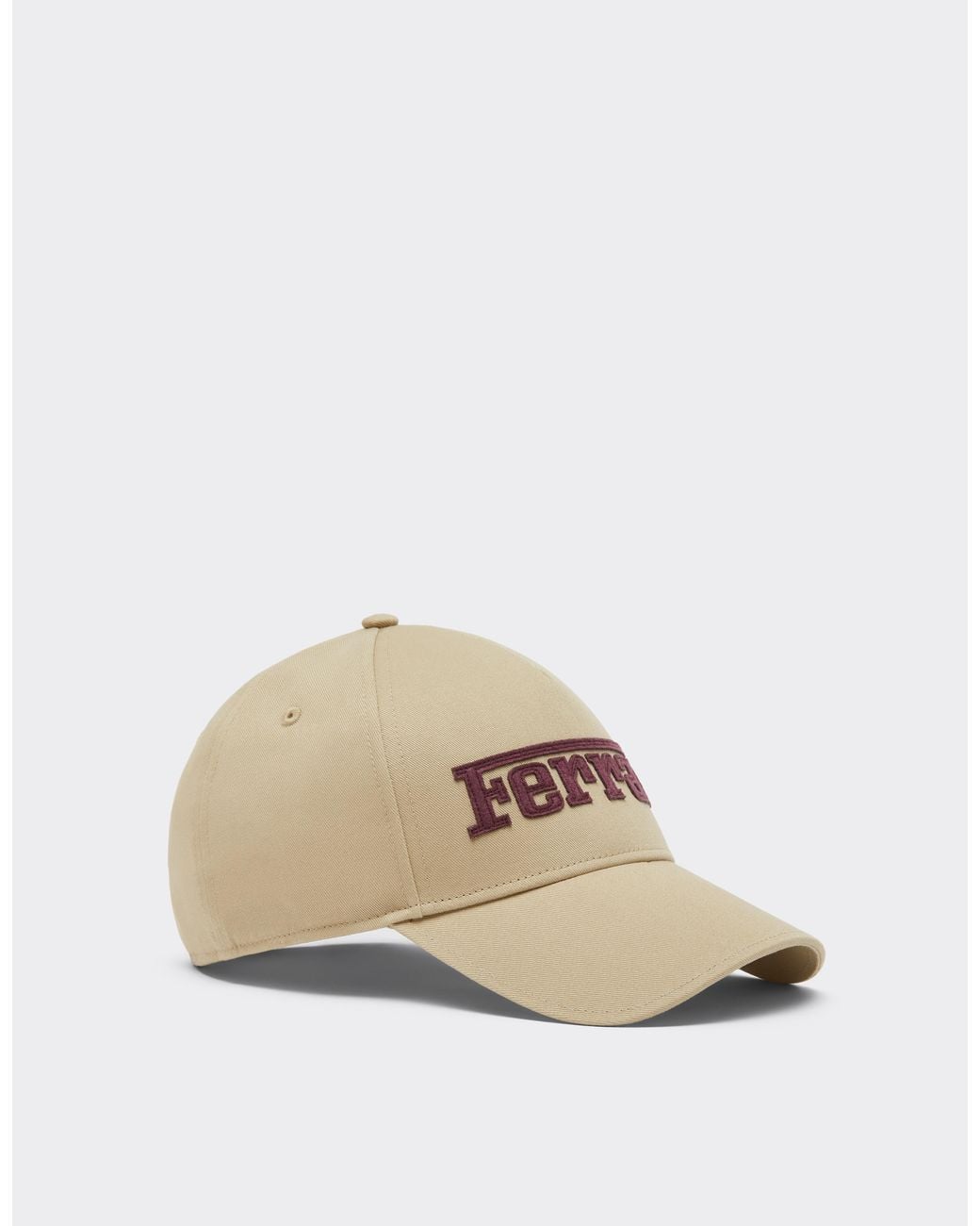 Ferrari Natural Cotton Twill Baseball Cap With Embroidery