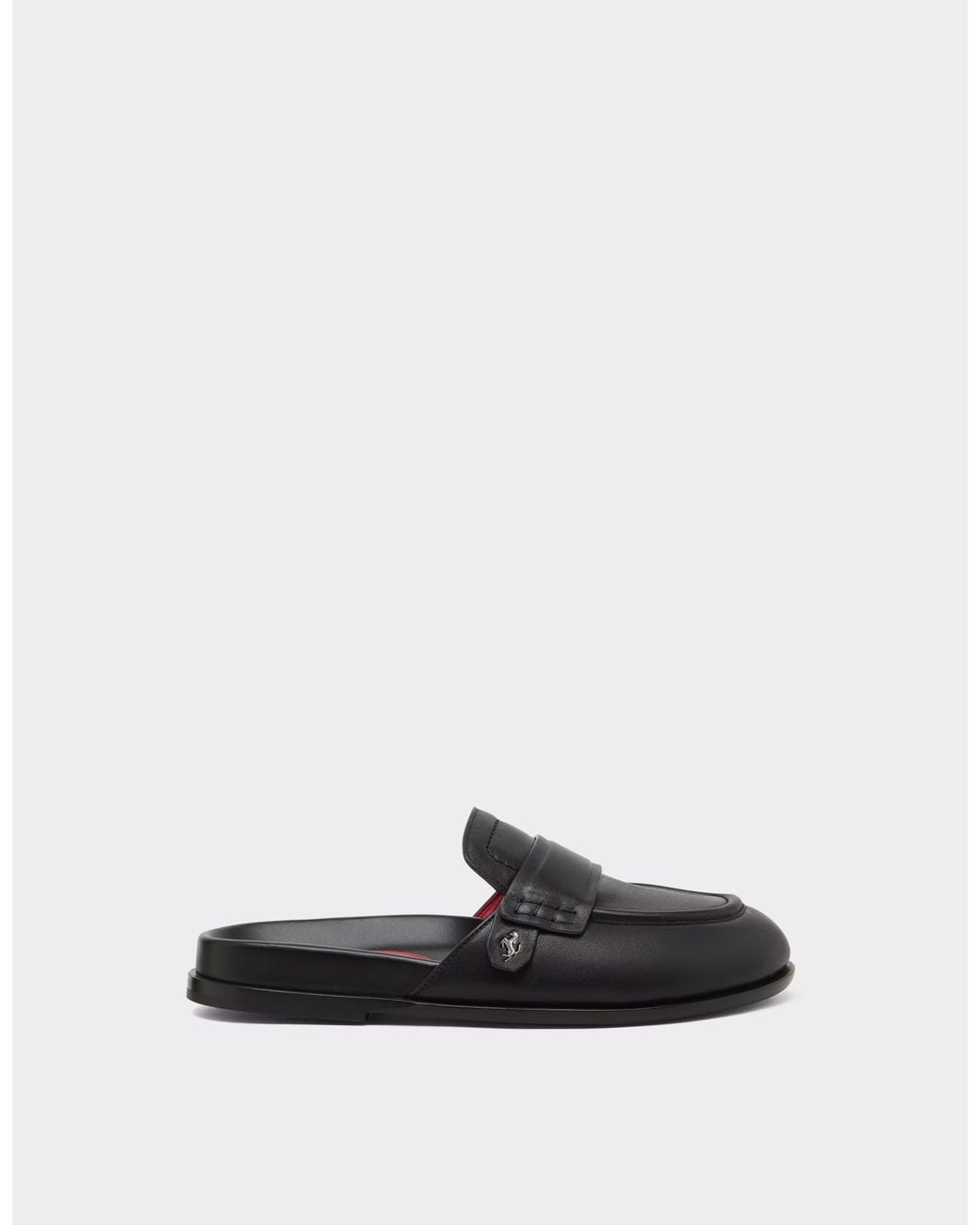 Ferrari White Leather Clog With Prancing Horse for men