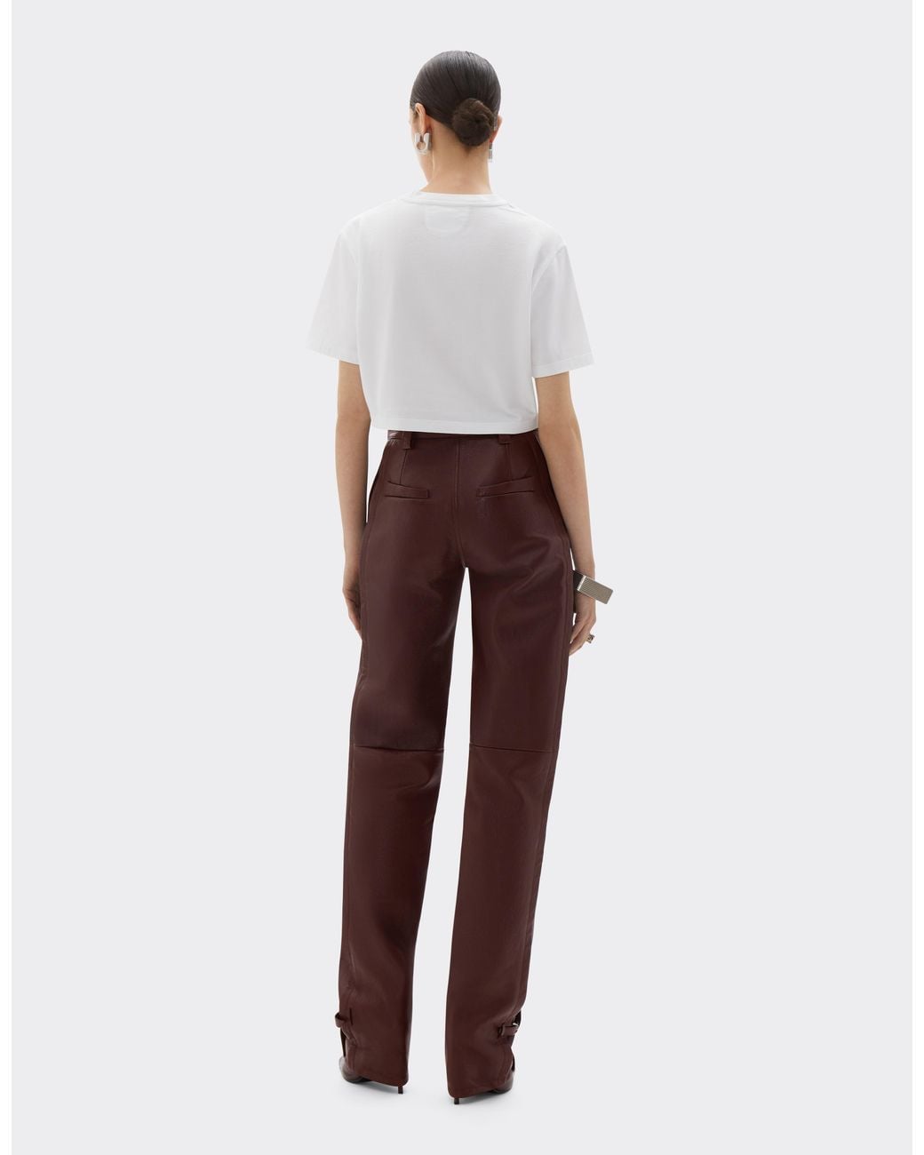 Ferrari Brown Straight-Leg Leather Trousers