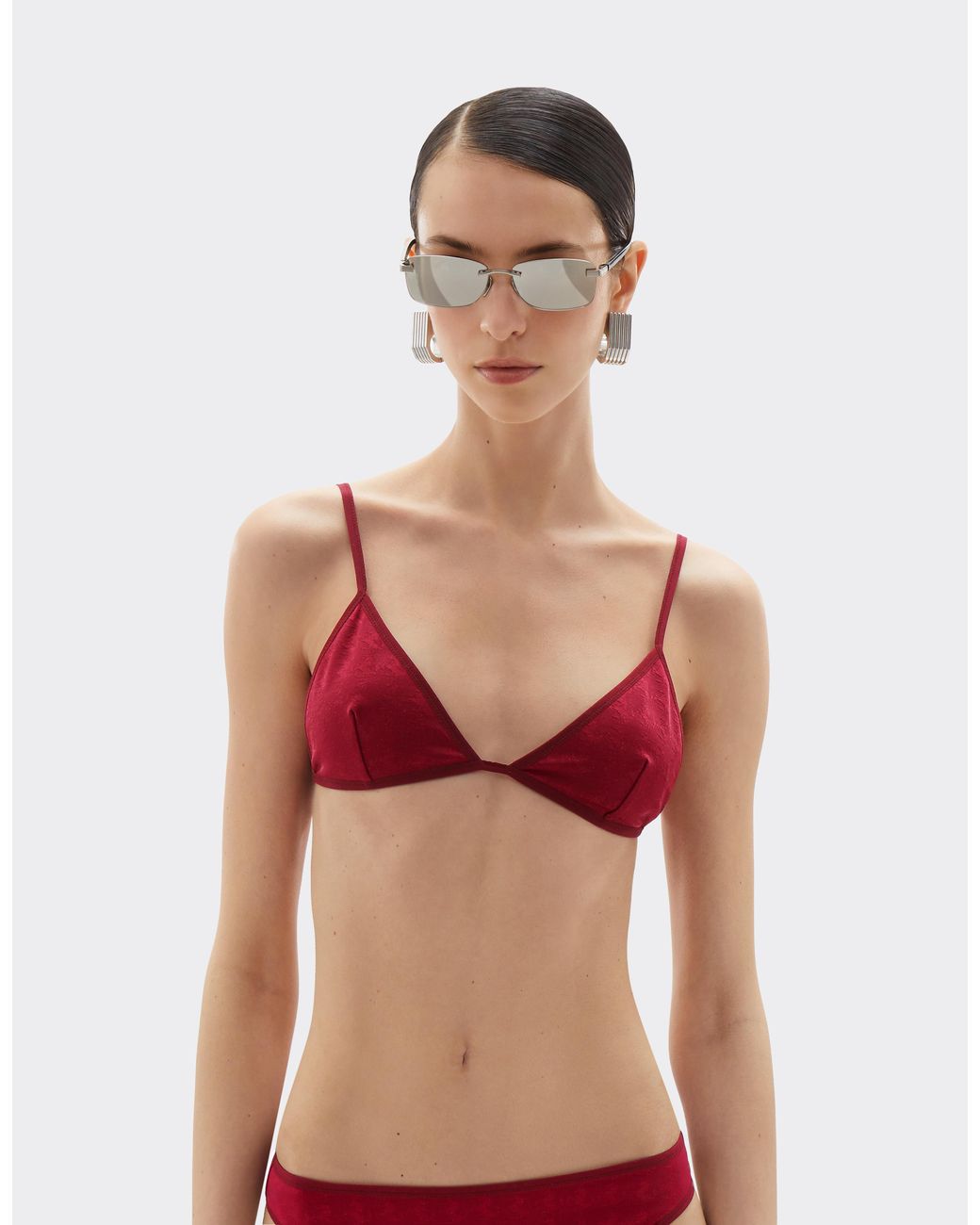 Ferrari Red Triangle Bikini Top With Prancing Horse Motif