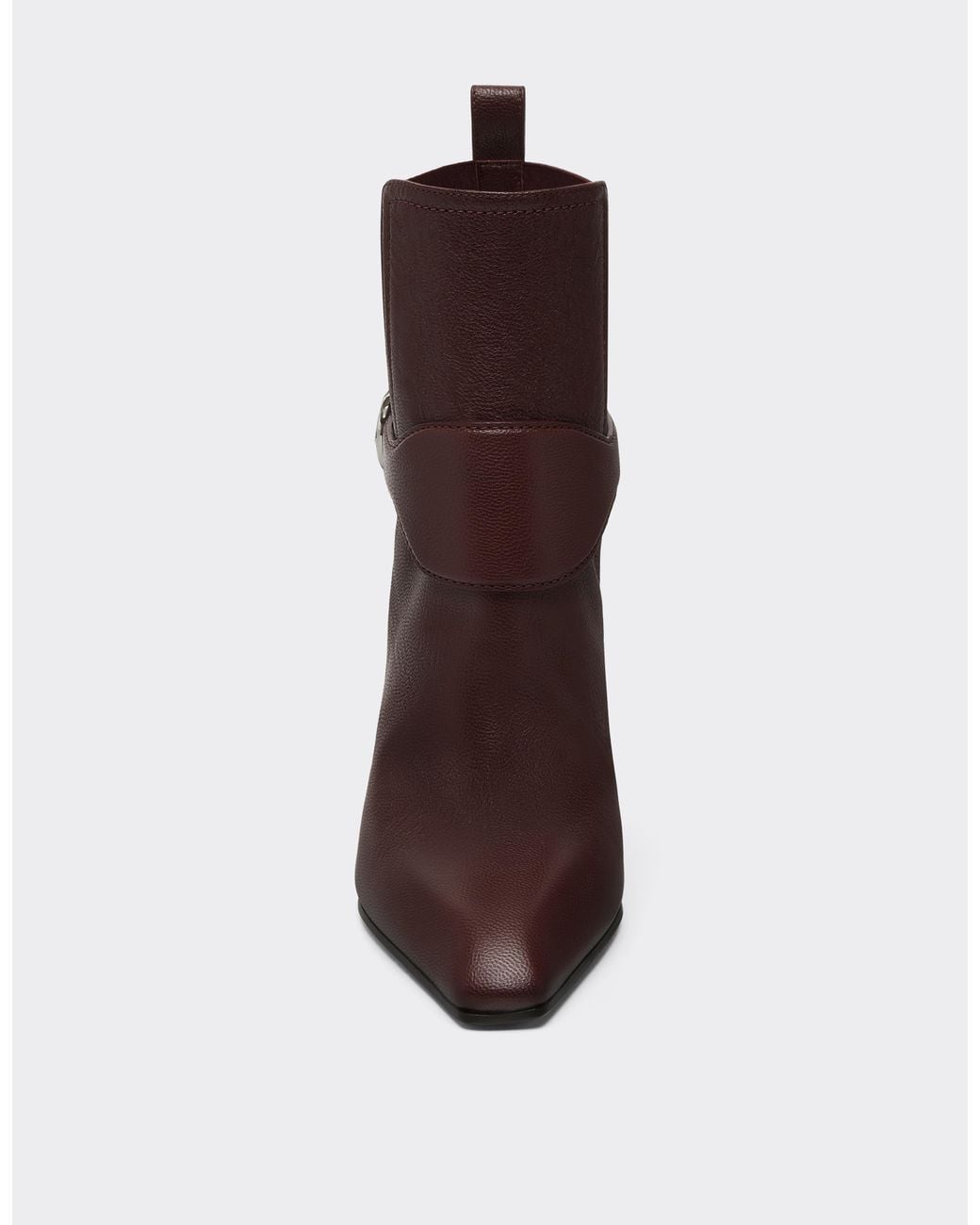 Ferrari Brown Garnet Leather Ankle Boots With High Heel