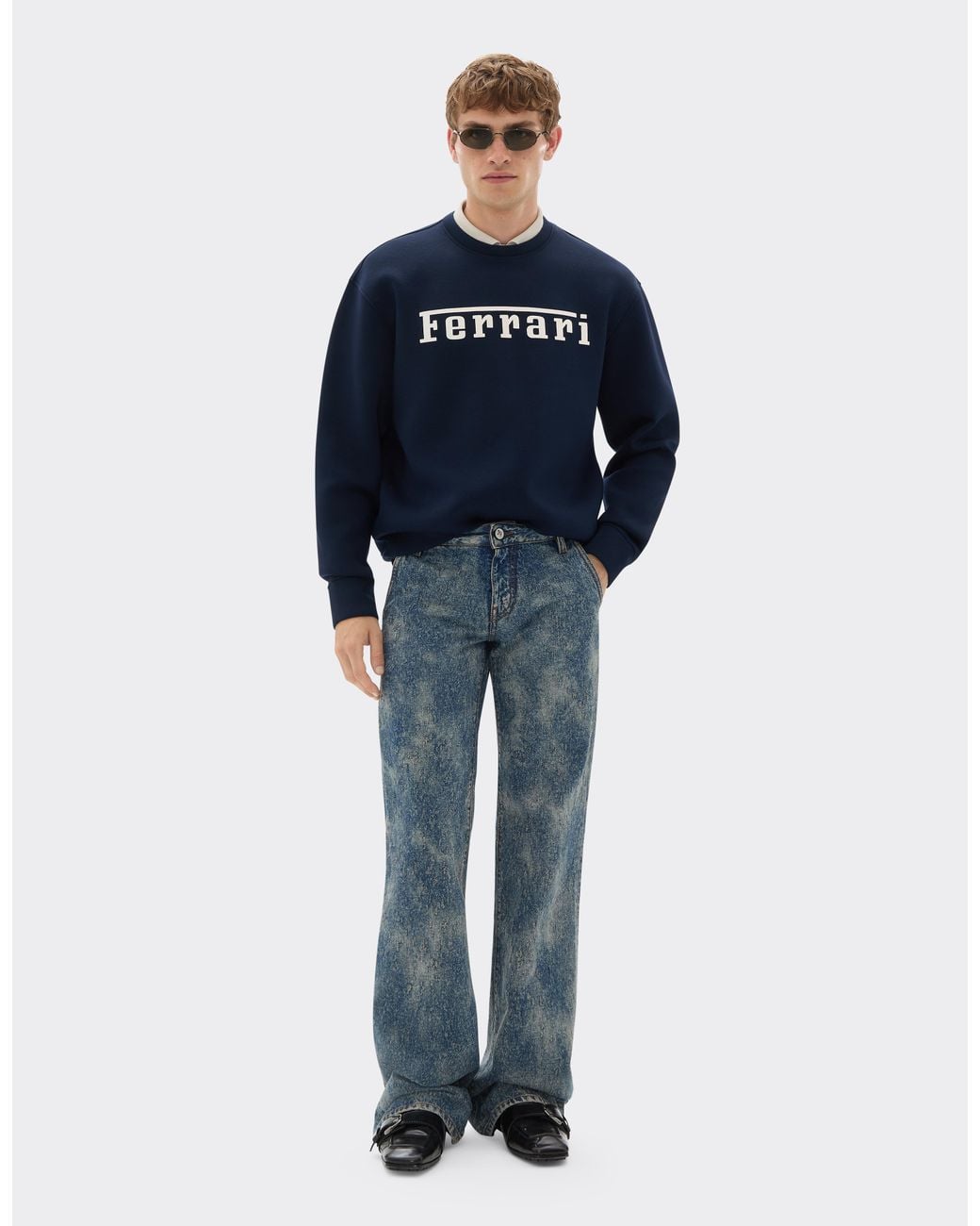 Ferrari Blue Scuba Sweatshirt With Logo for men