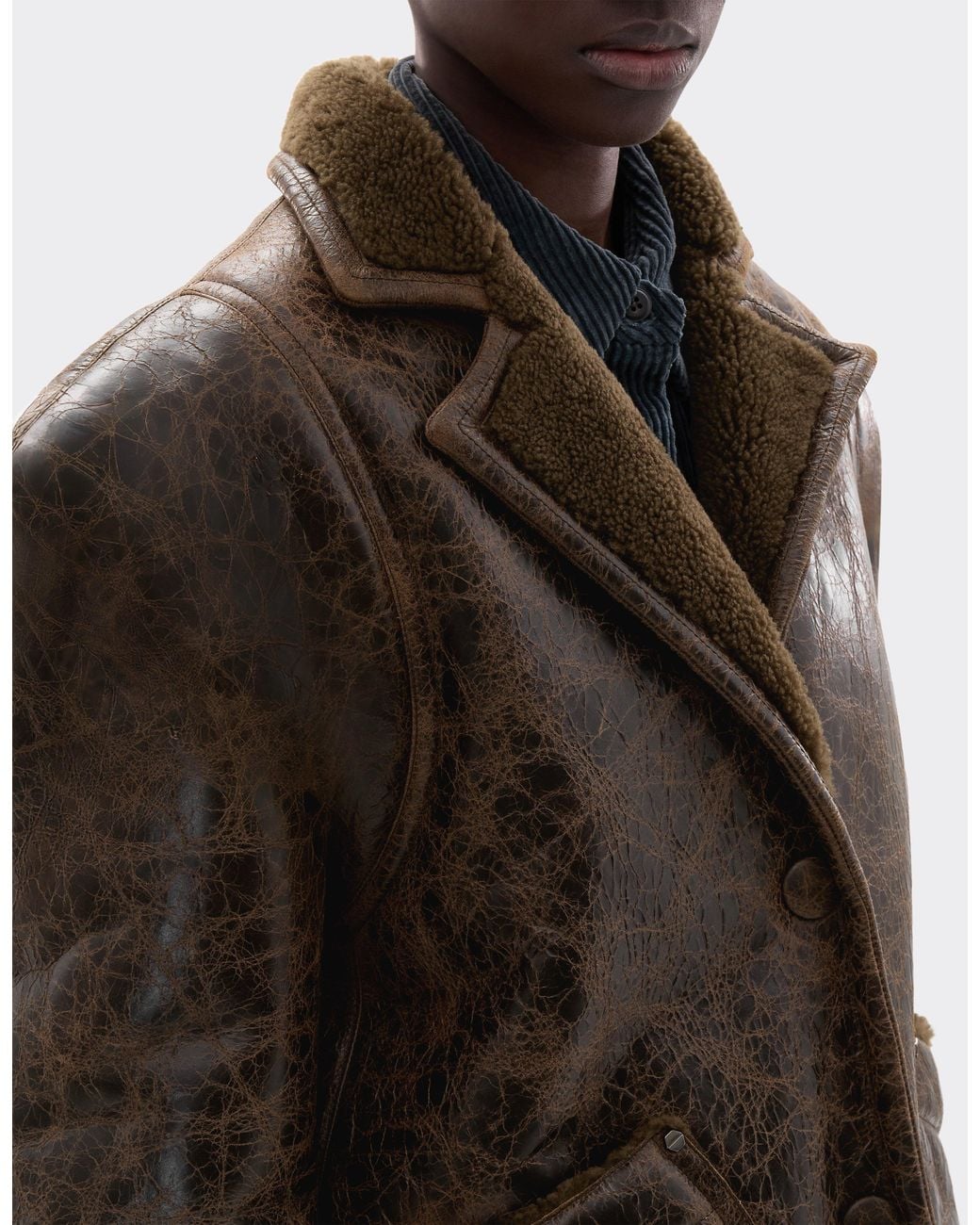 Ferrari Brown Short Craquelé Lambskin Coat
