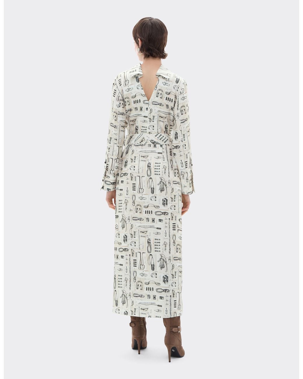 Ferrari White Silk Twill Skirt With Officina Print