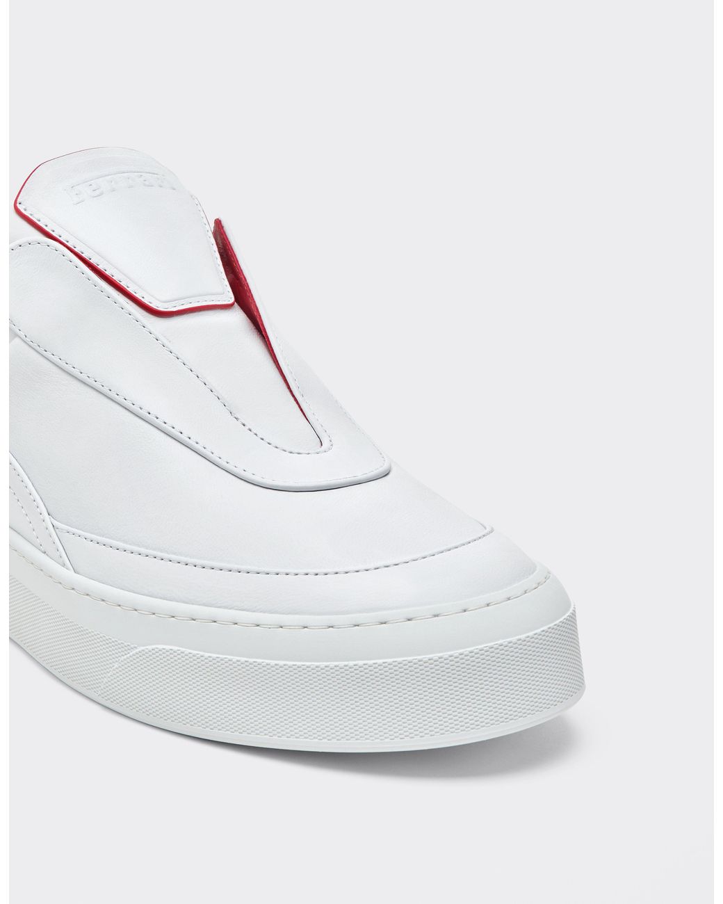 Ferrari White Nappa Leather Trainers With Embossed Logo for men