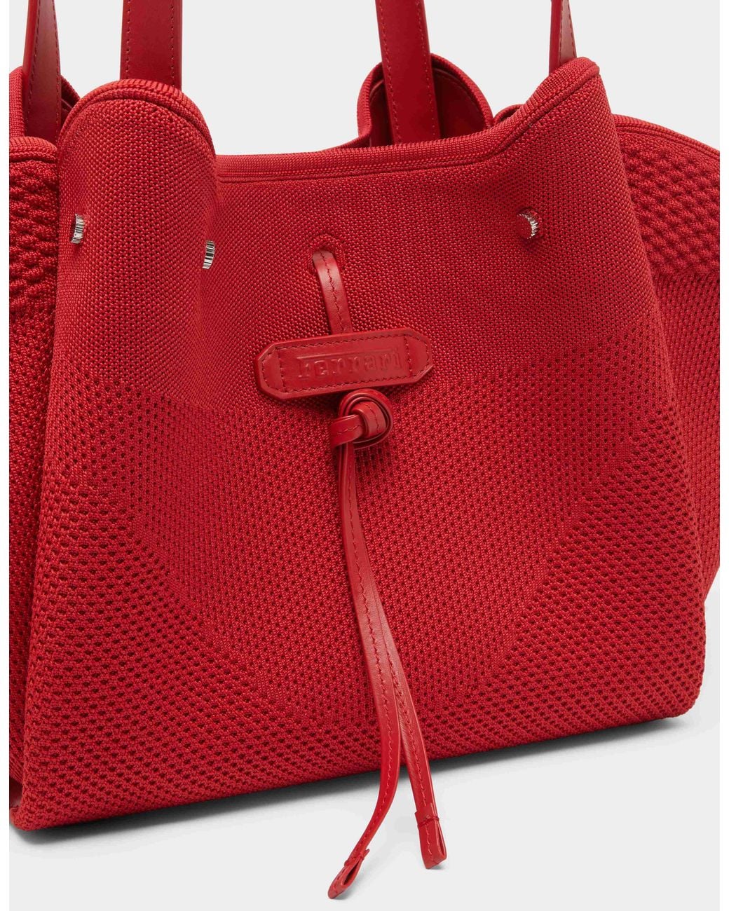 Ferrari Red Knitted And Leather Tote Bag