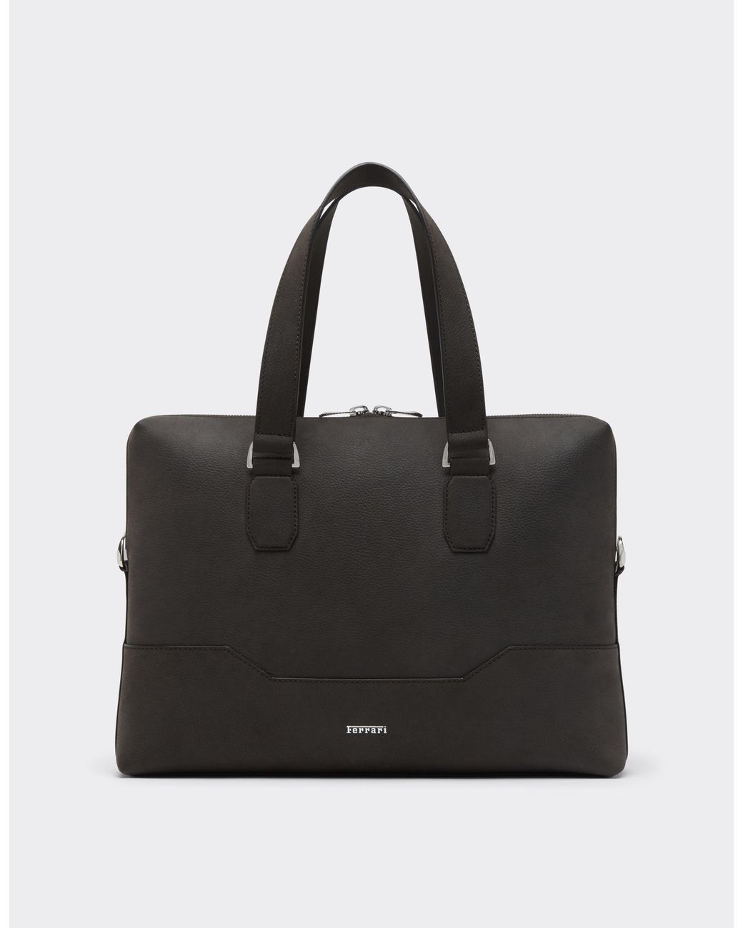 Ferrari Black Waxed Leather Briefcase for men