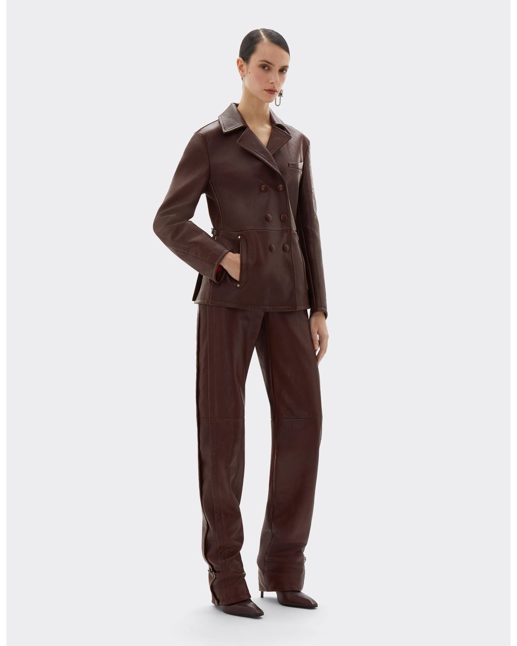 Ferrari Brown Straight-Leg Leather Trousers