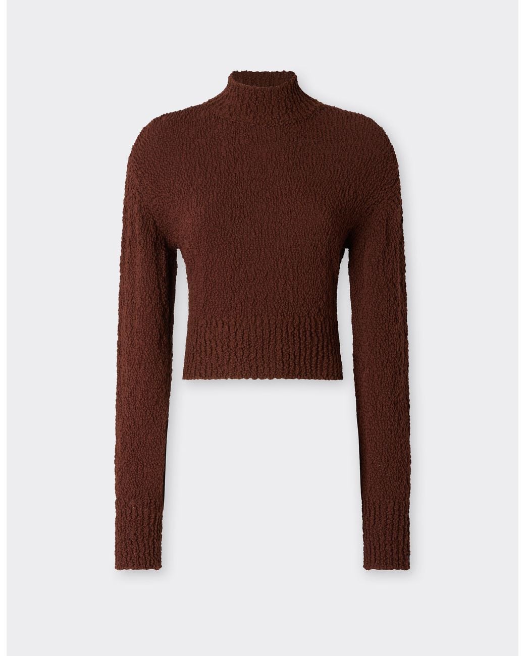 Ferrari Brown Wool Bouclé Turtleneck