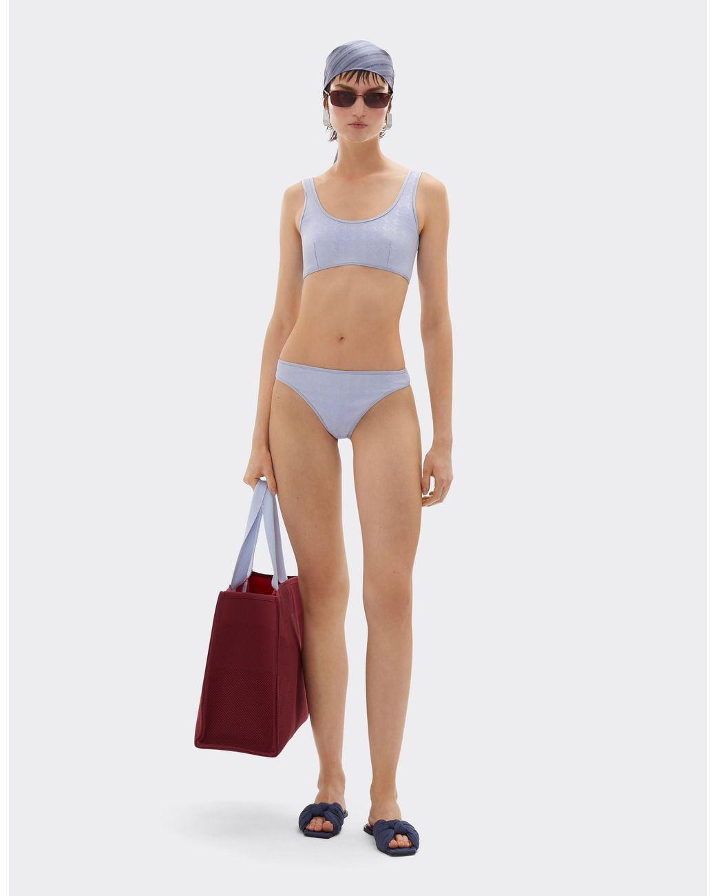Ferrari Blue Bikini Top With Prancing Horse Motif