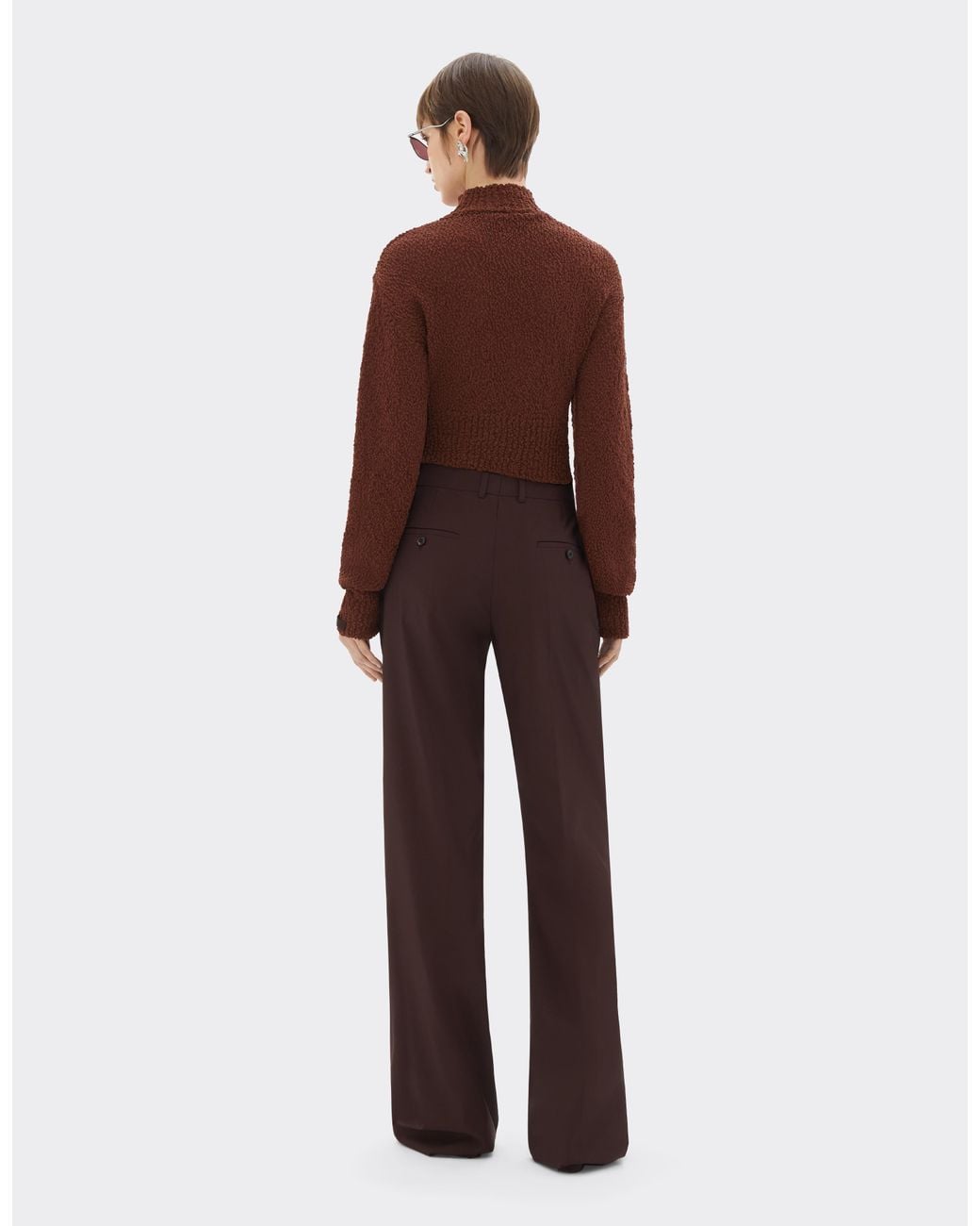 Ferrari Brown Wool Bouclé Turtleneck