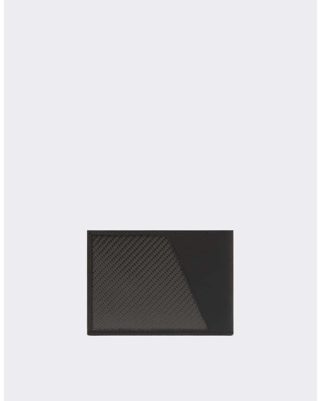 Ferrari White Horizontal Leather And Carbon Fiber Wallet