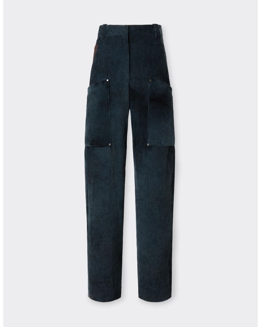 Ferrari Blue Corduroy Trousers With Oversized Pockets