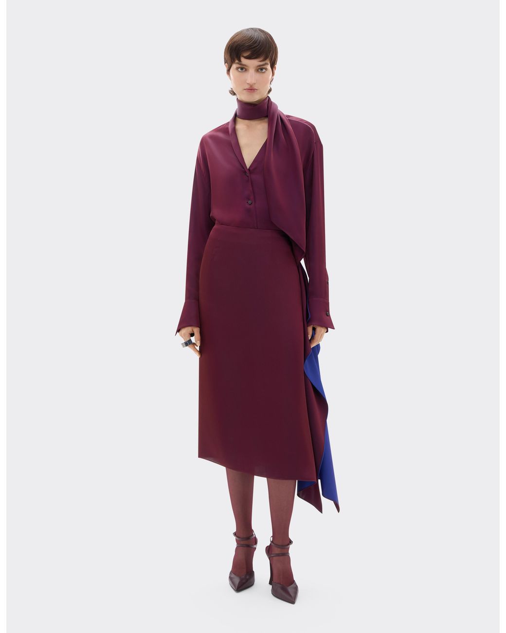 Ferrari Purple Two-Tone Satin Asymmetrical Skirt