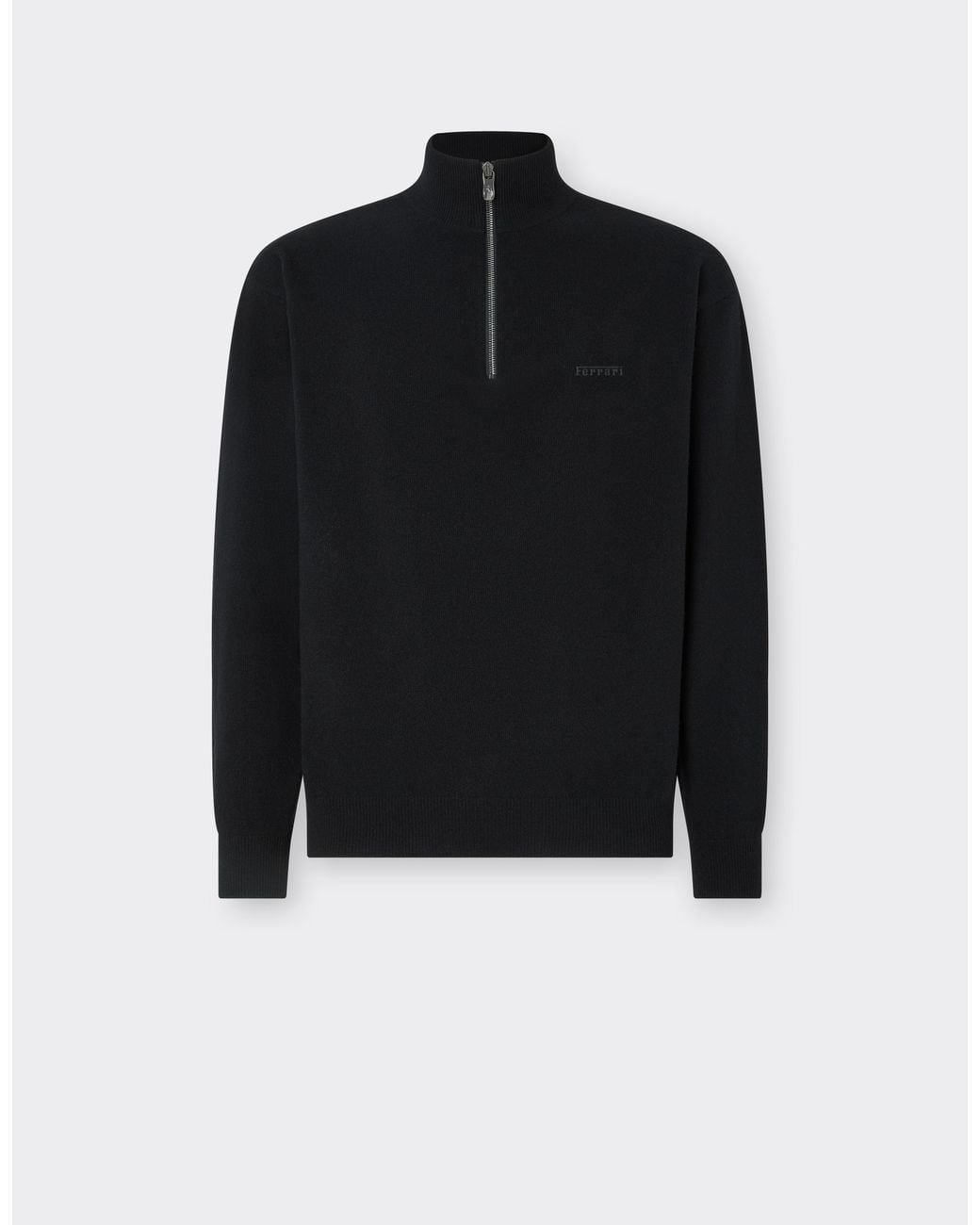 Ferrari Black Wool And Cashmere Zip-Up Turtleneck for men