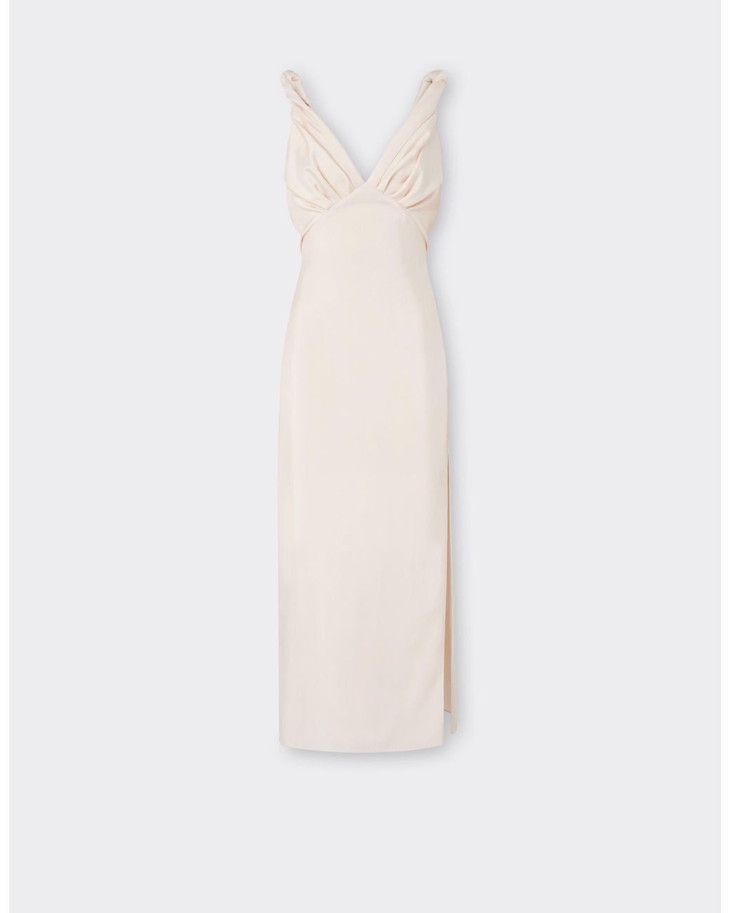 Ferrari White Long Cupro Twill Dress