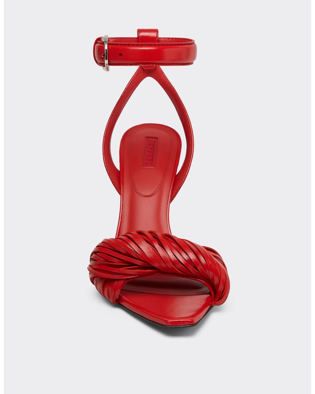 Ferrari Red Nappa Leather Heeled Sandals