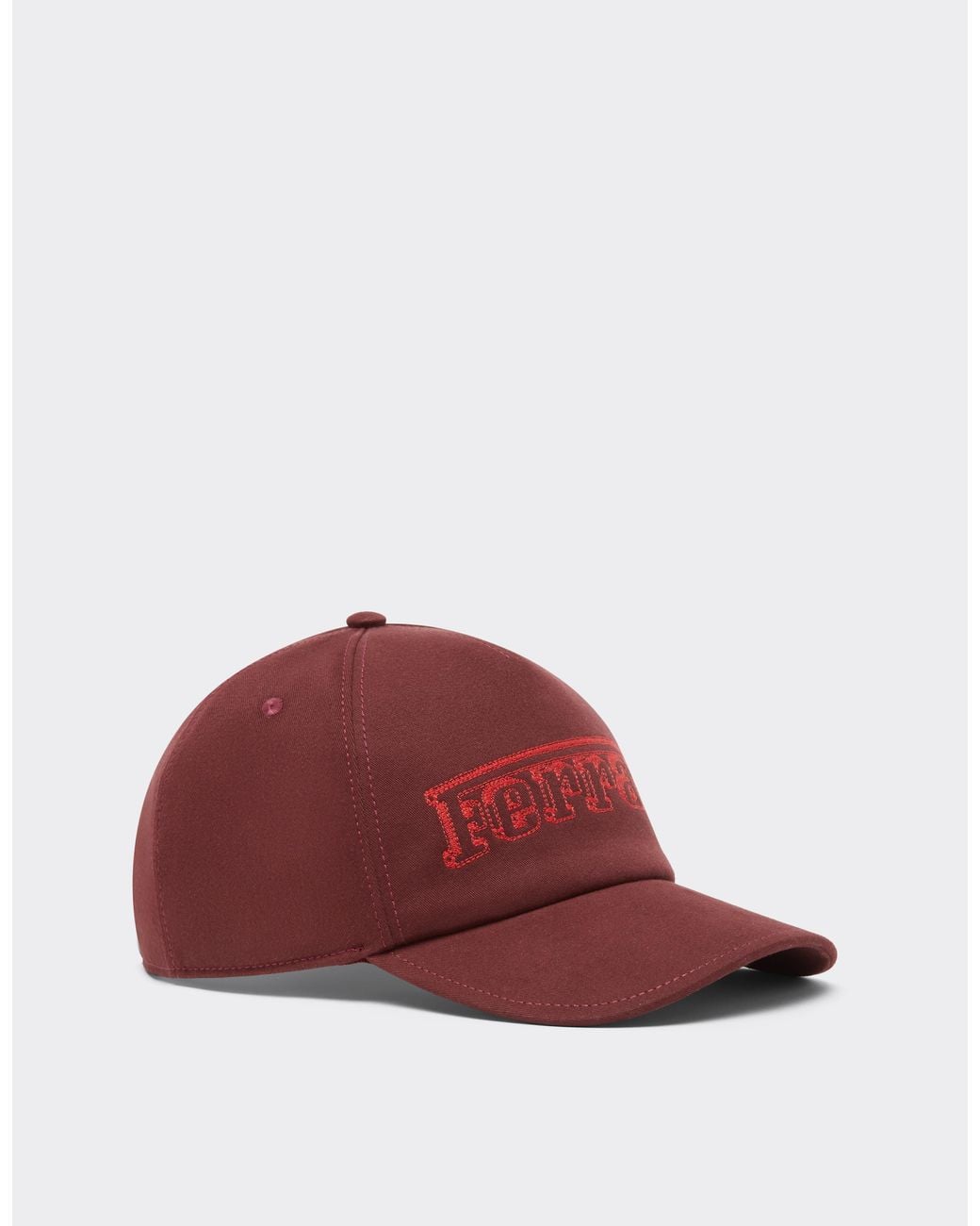 Ferrari Red Cotton Drill Baseball Cap With Embroidery