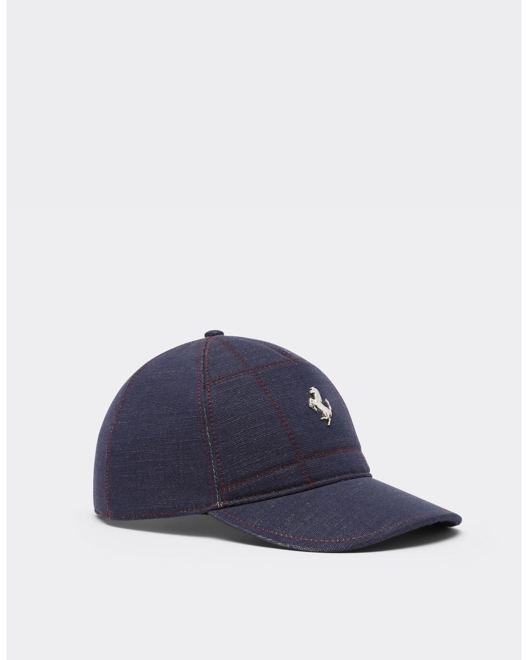 Ferrari Blue Denim Baseball Cap With 7X7 Check