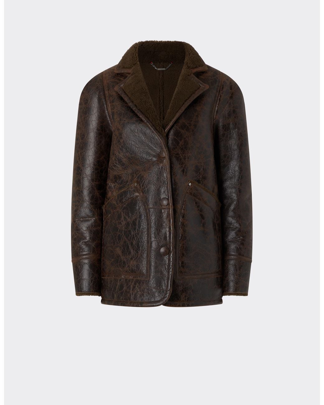 Ferrari Brown Short Craquelé Lambskin Coat