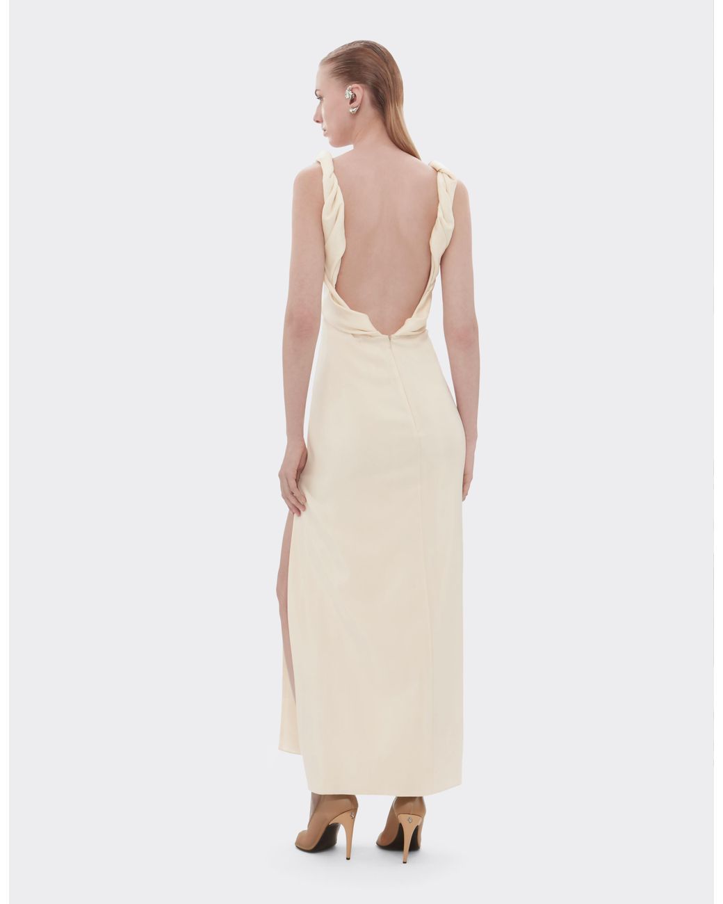 Ferrari White Long Cupro Twill Dress