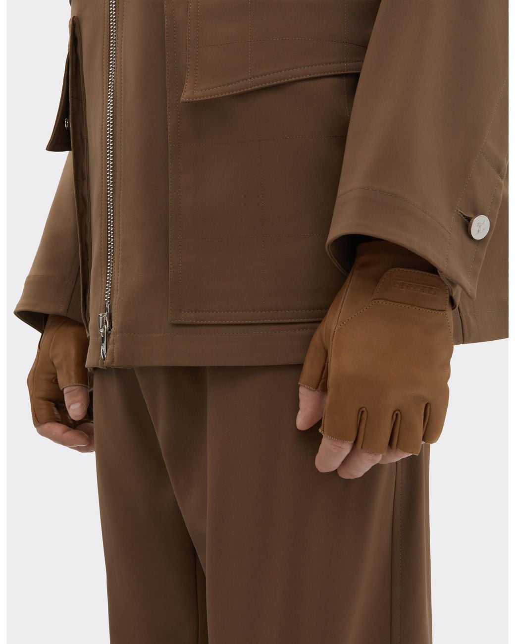 Ferrari White Fingerless Nappa Gloves for men