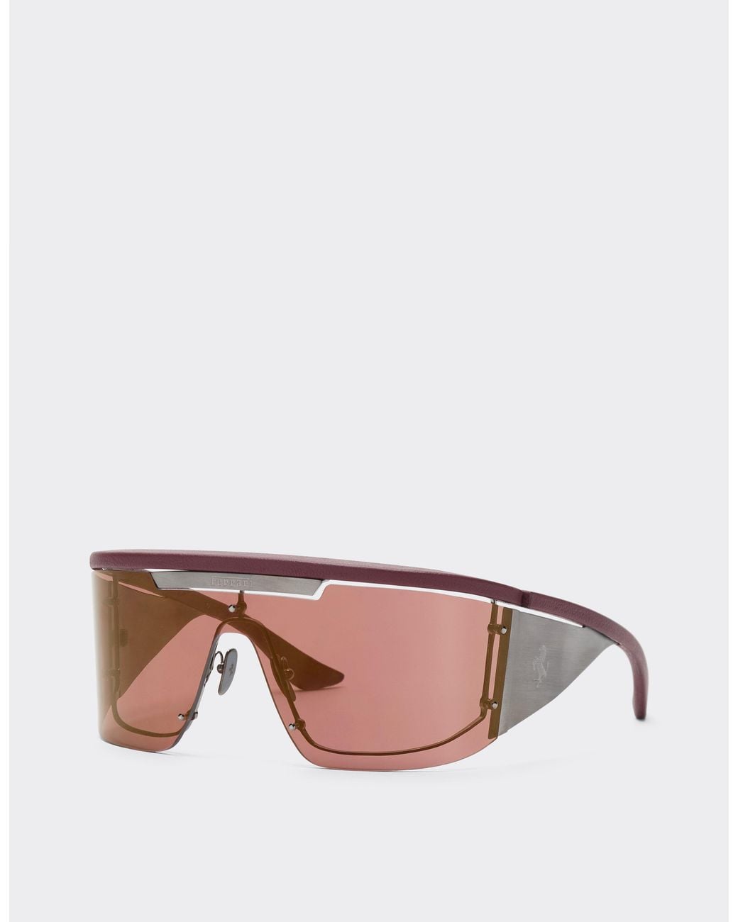 Ferrari Pink Limited Edition Metal And Leather Sunglasses With Dark Redlens