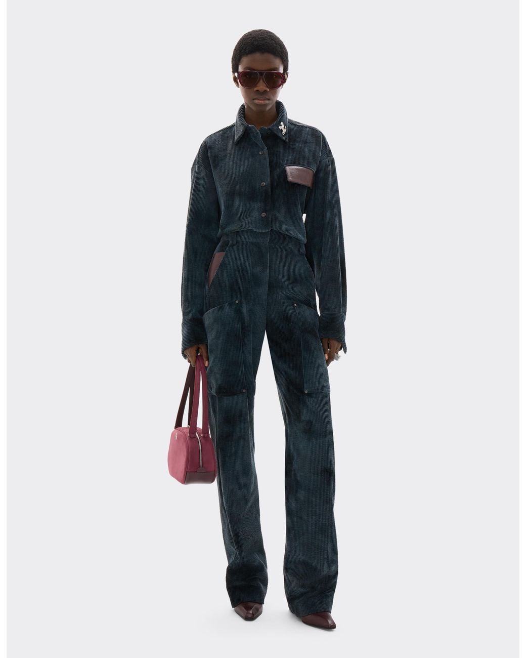 Ferrari Blue Corduroy Trousers With Oversized Pockets