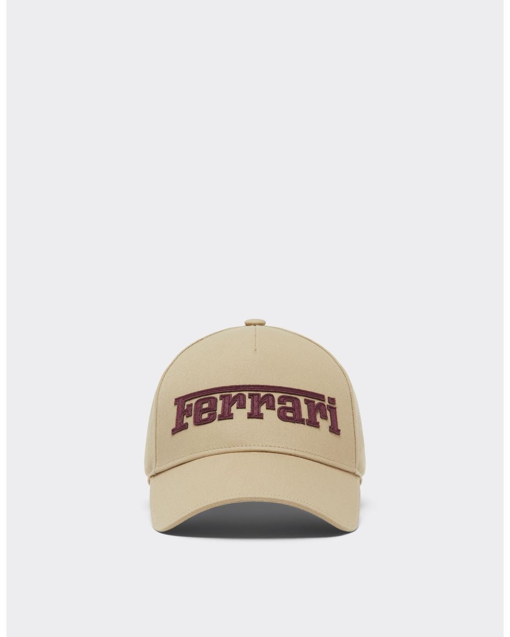 Ferrari Natural Cotton Twill Baseball Cap With Embroidery