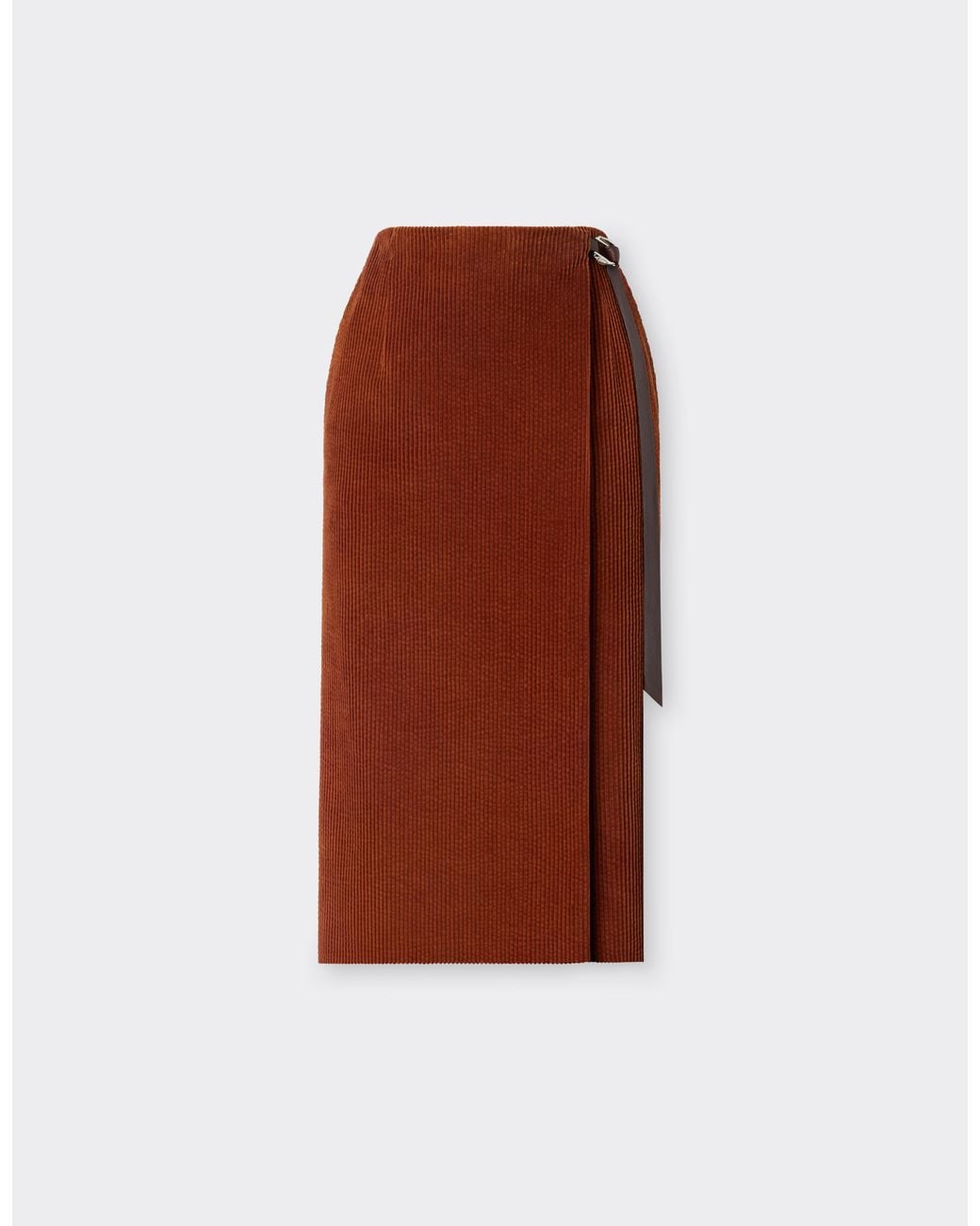 Ferrari Red Long Ribbed Velvet Skirt