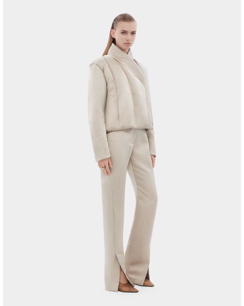 Ferrari White Padded Duchesse Satin Blouson