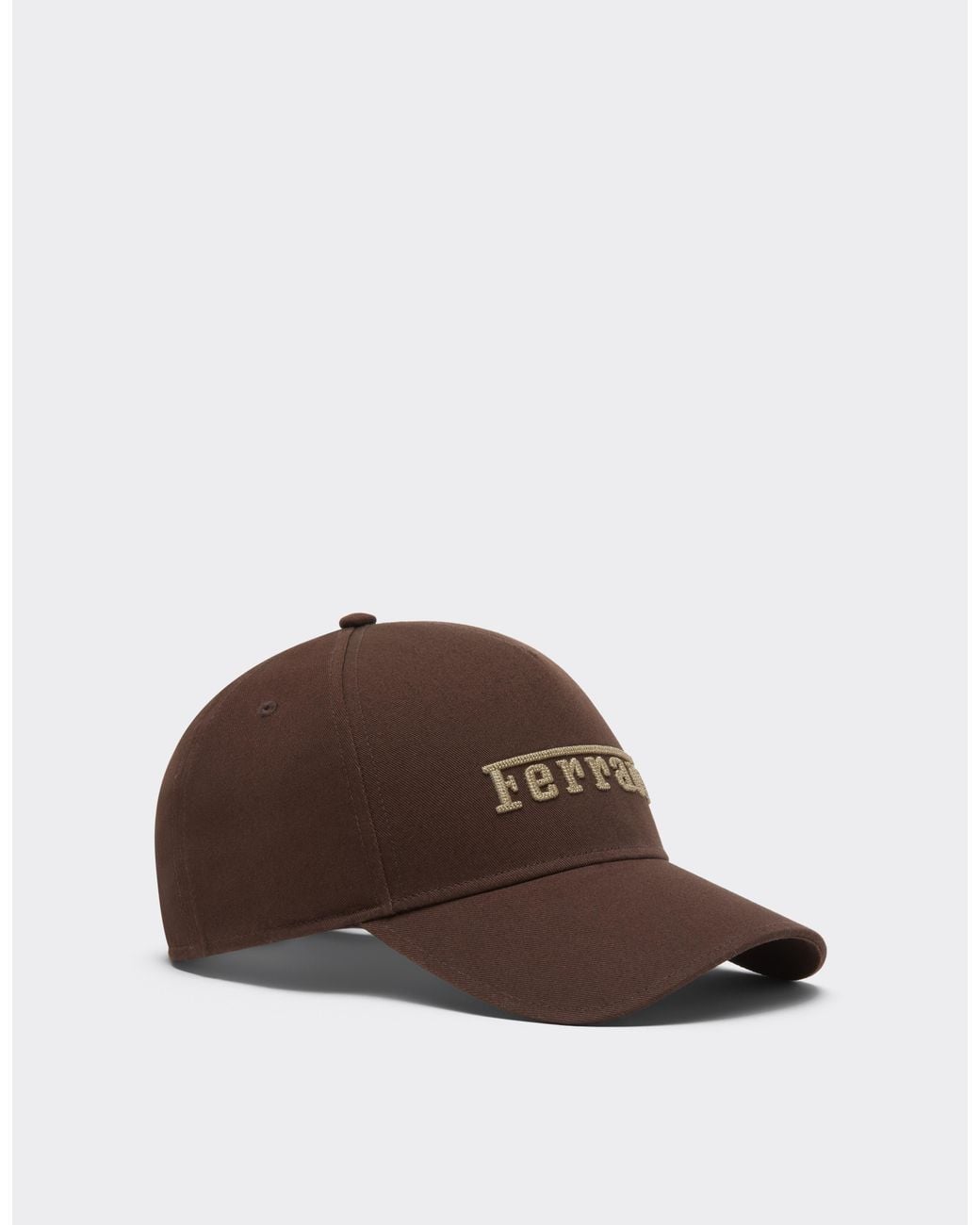 Ferrari Brown Cotton Twill Baseball Cap With Embroidered Logo
