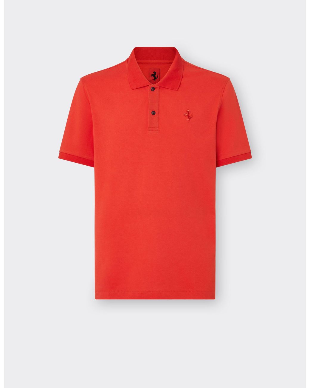 Ferrari Red Organic Cotton Piqué Polo Shirt With Prancing Horse for men