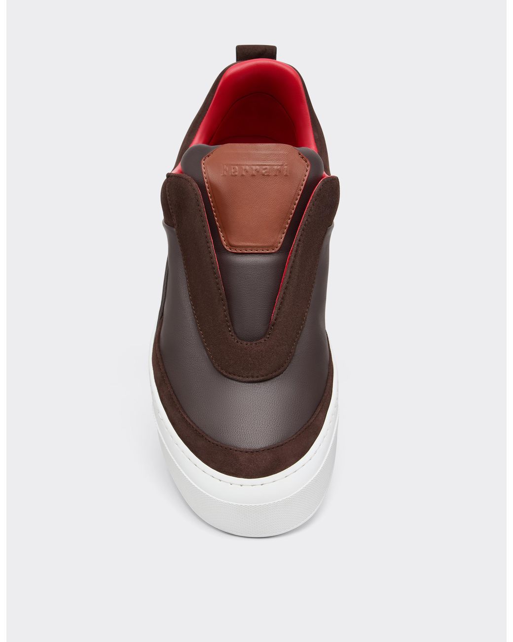 Ferrari White Nappa Leather And Suede Slip-On Sneaker for men