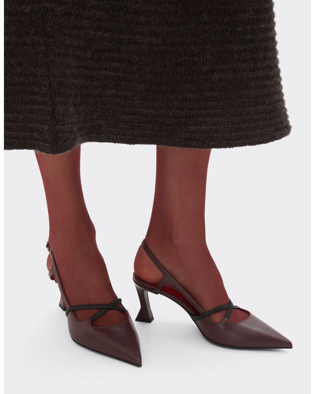 Ferrari Pink Leather Slingback With Sculpted Heel