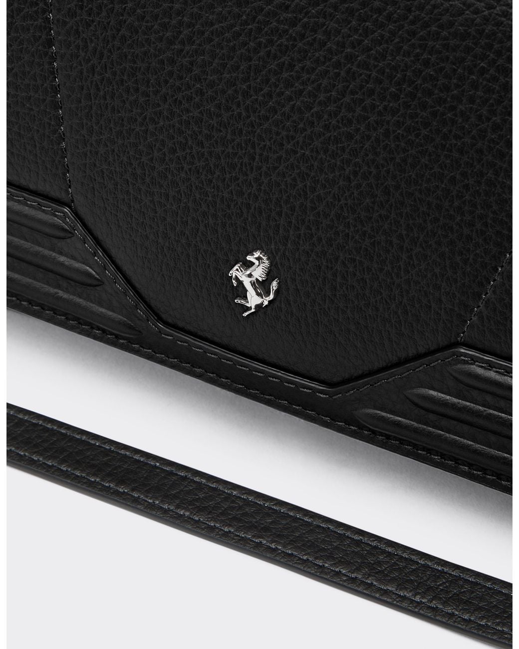 Ferrari Black Granata Leather Wallet With Chain