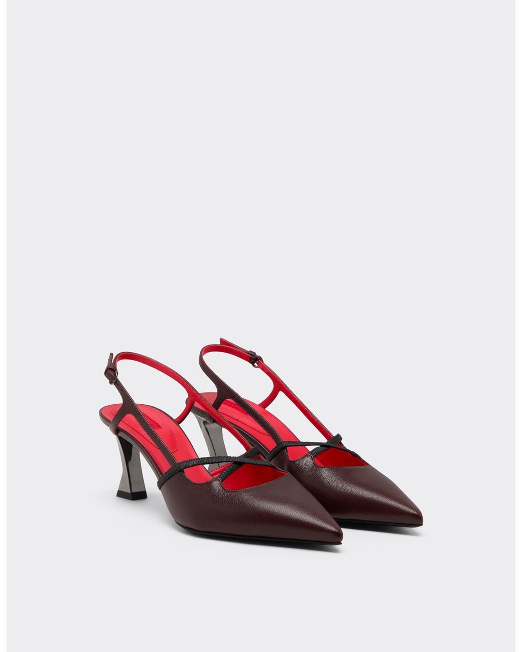 Ferrari Pink Leather Slingback With Sculpted Heel