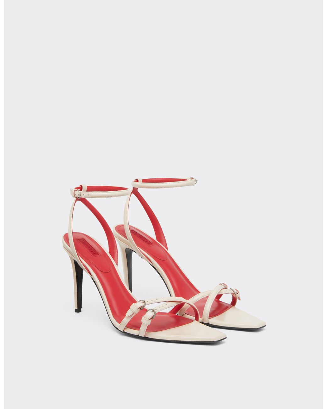 Ferrari White Glossy Leather Sandals