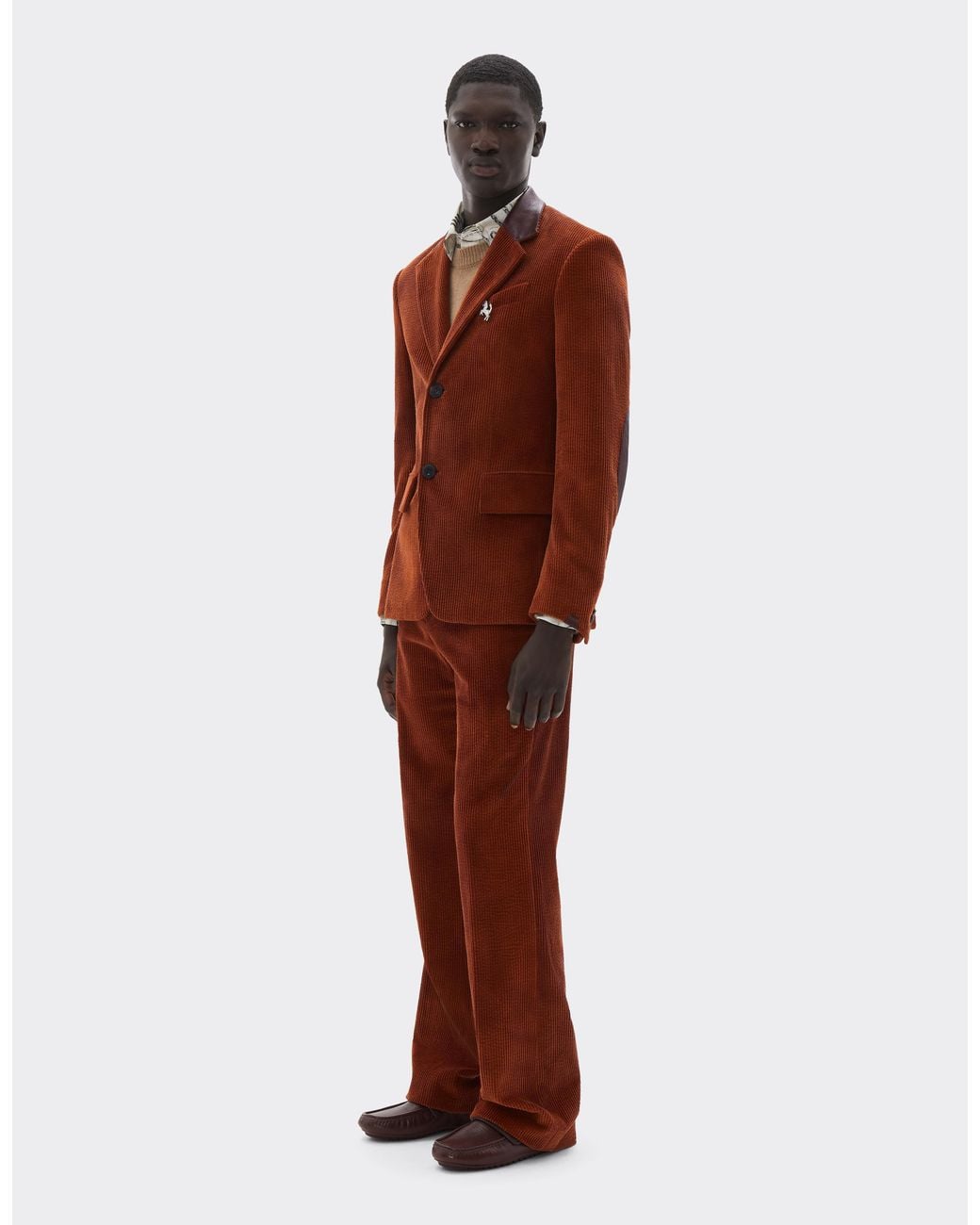 Ferrari Brown Tie-Dye Ribbed Velvet Blazer for men