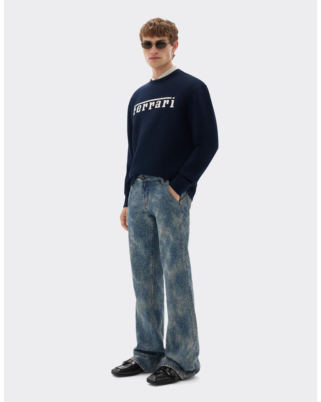 Ferrari Blue Scuba Sweatshirt With Logo for men