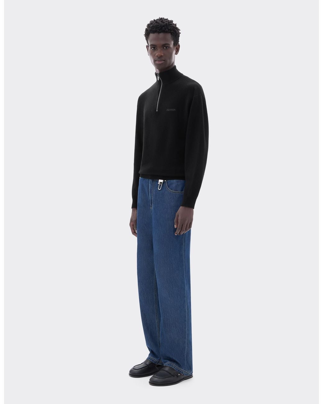 Ferrari Black Wool And Cashmere Zip-Up Turtleneck for men