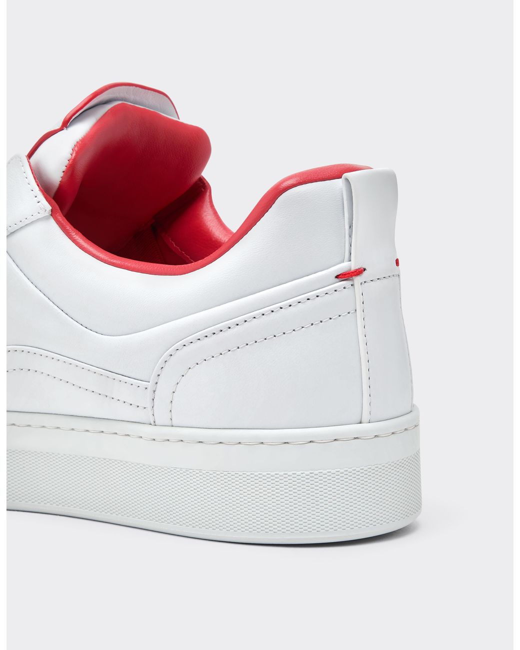 Ferrari White Nappa Leather Trainers With Embossed Logo for men