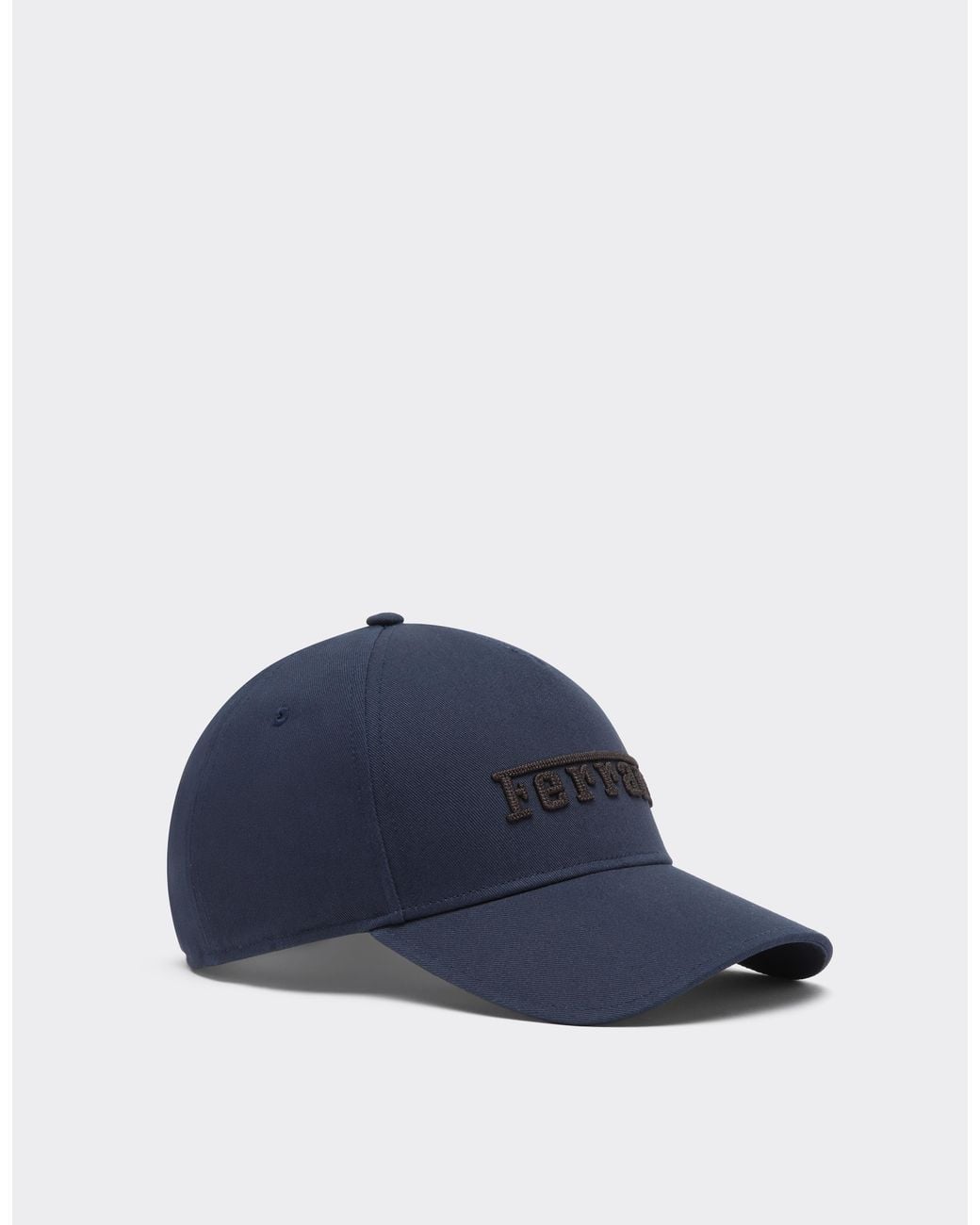 Ferrari Blue Cotton Twill Baseball Cap With Embroidered Logo