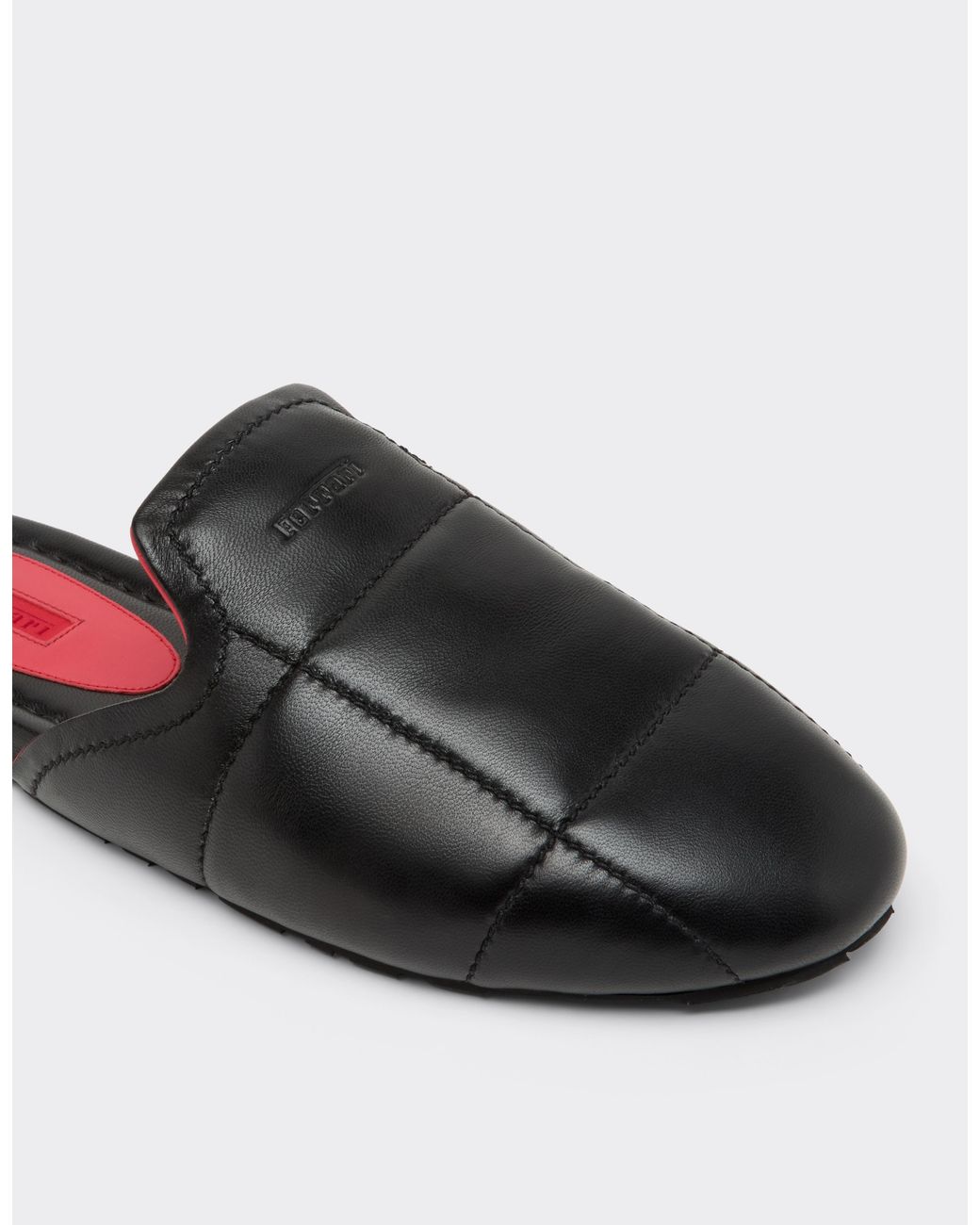 Ferrari White Nappa Leather Slippers With 7X7 Stitching for men