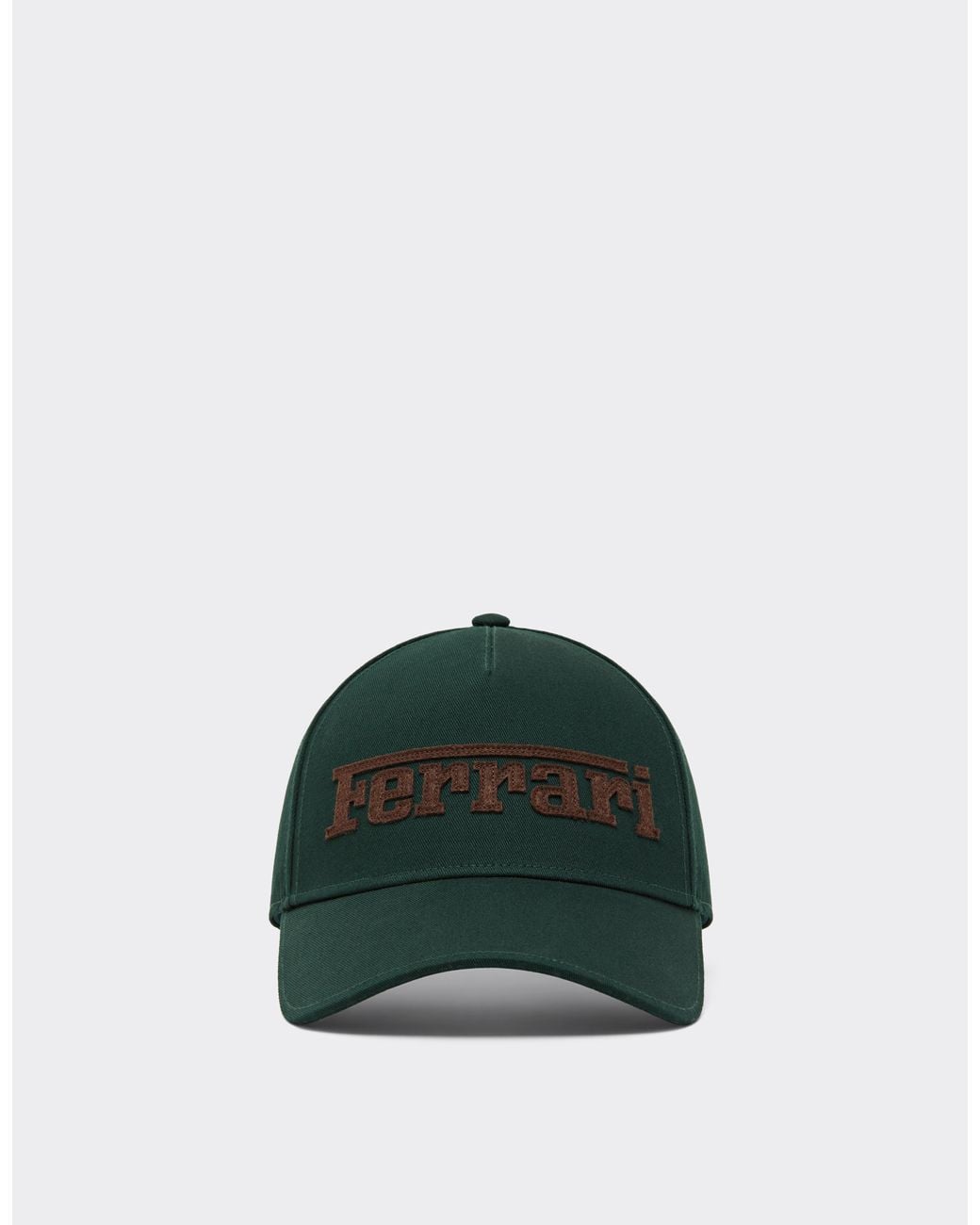 Ferrari Green Cotton Twill Baseball Cap With Embroidery