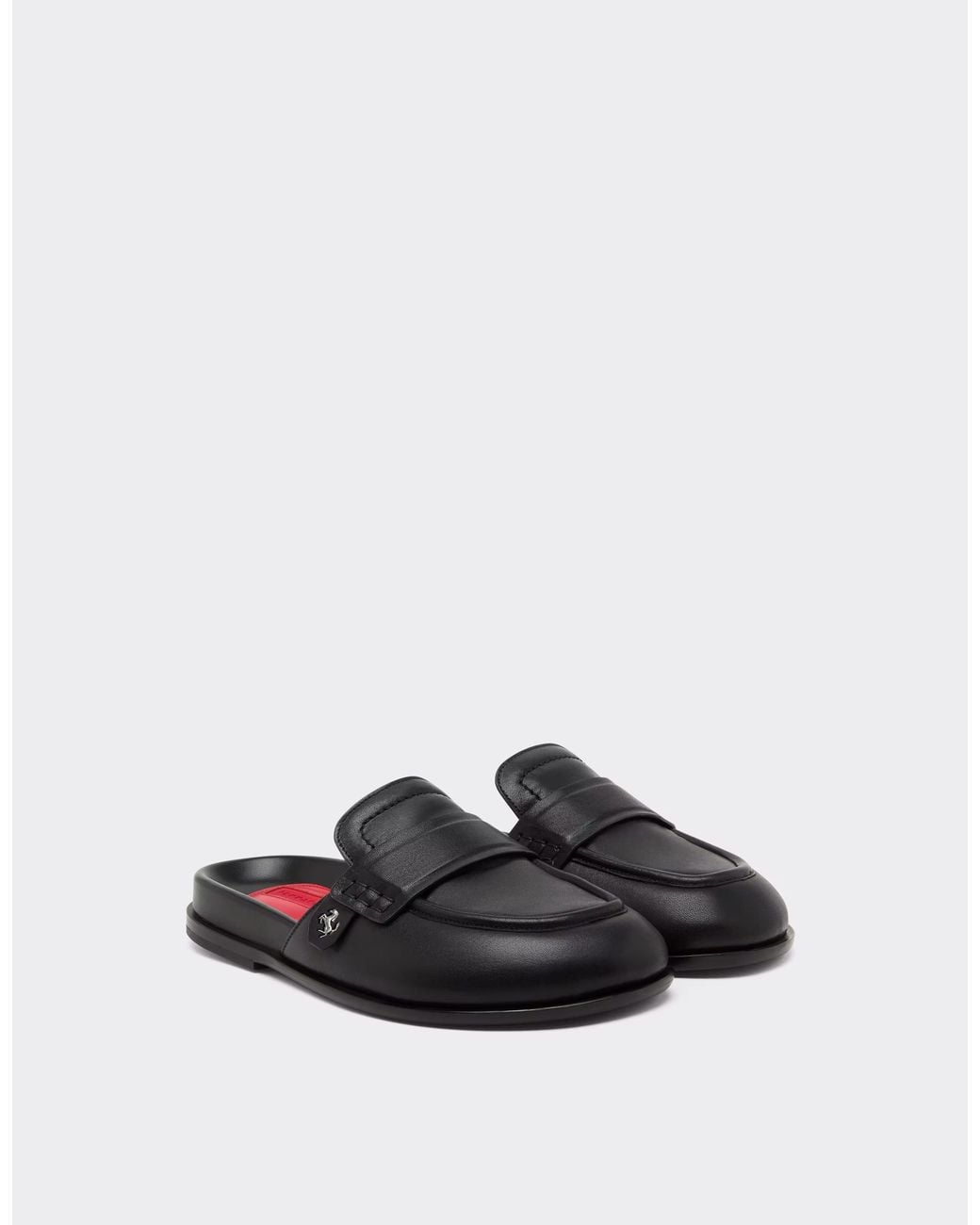 Ferrari White Leather Clog With Prancing Horse for men