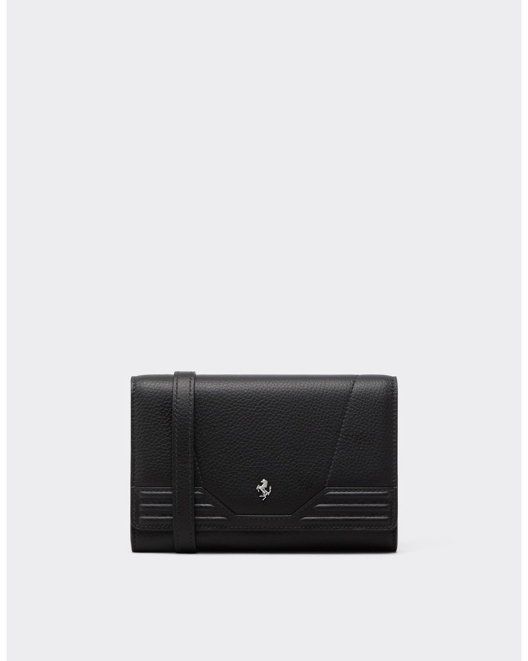 Ferrari Black Granata Leather Wallet With Chain
