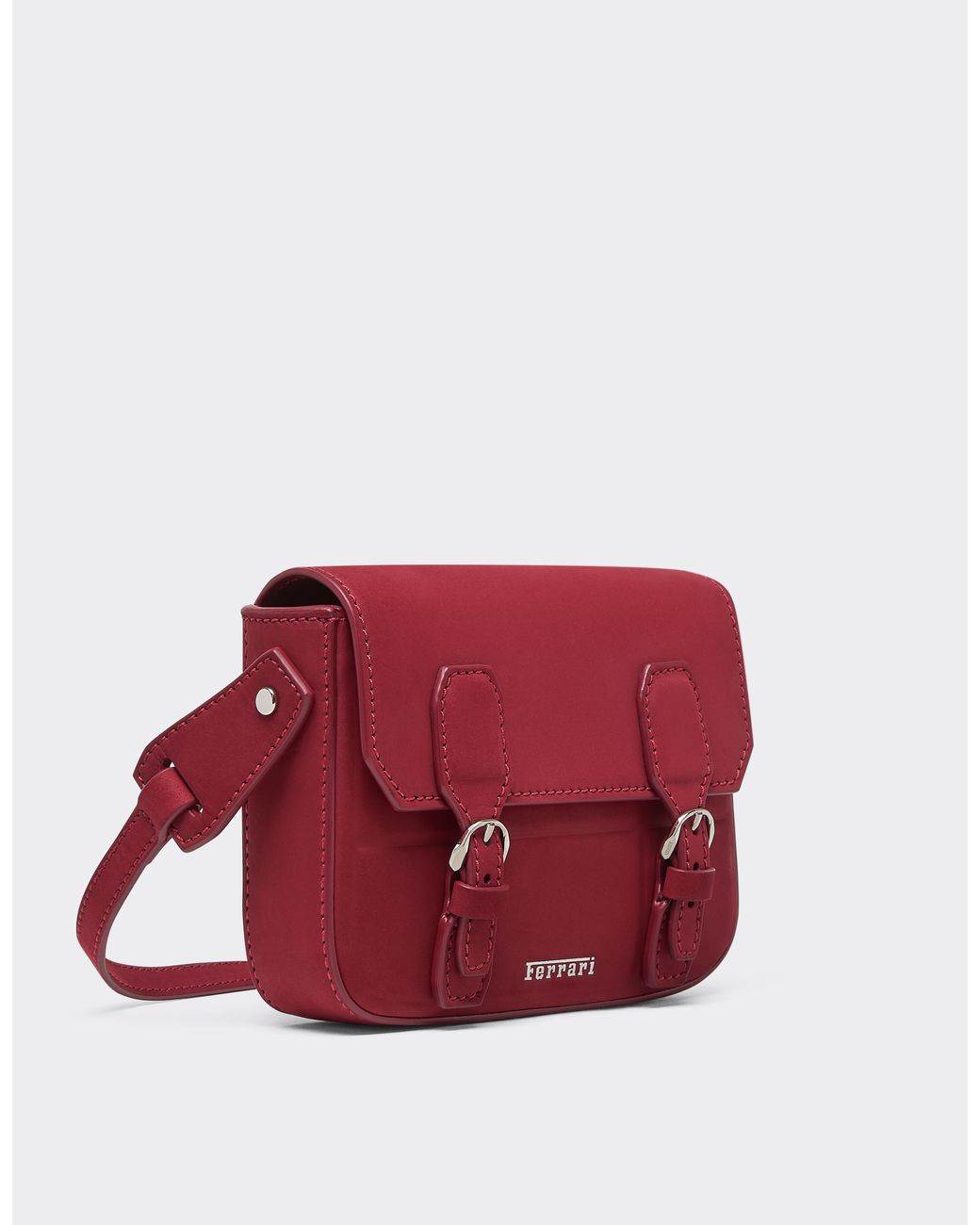 Ferrari Red Mini Nubuck Messenger Bag for men